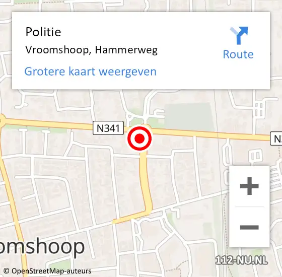 Locatie op kaart van de 112 melding: Politie Vroomshoop, Hammerweg op 12 juli 2023 16:19