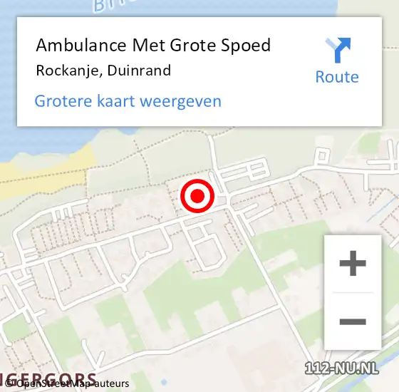 Locatie op kaart van de 112 melding: Ambulance Met Grote Spoed Naar Rockanje, Duinrand op 12 juli 2023 16:24
