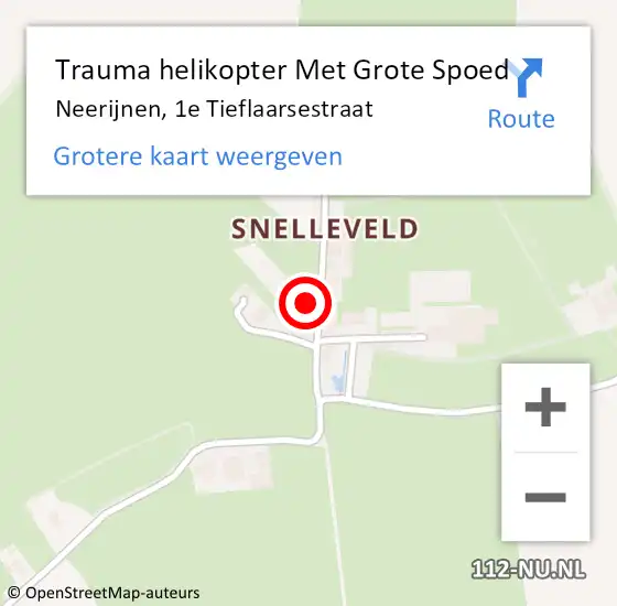 Locatie op kaart van de 112 melding: Trauma helikopter Met Grote Spoed Naar Neerijnen, 1e Tieflaarsestraat op 12 juli 2023 16:33