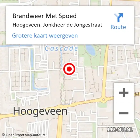 Locatie op kaart van de 112 melding: Brandweer Met Spoed Naar Hoogeveen, Jonkheer de Jongestraat op 12 juli 2023 17:01