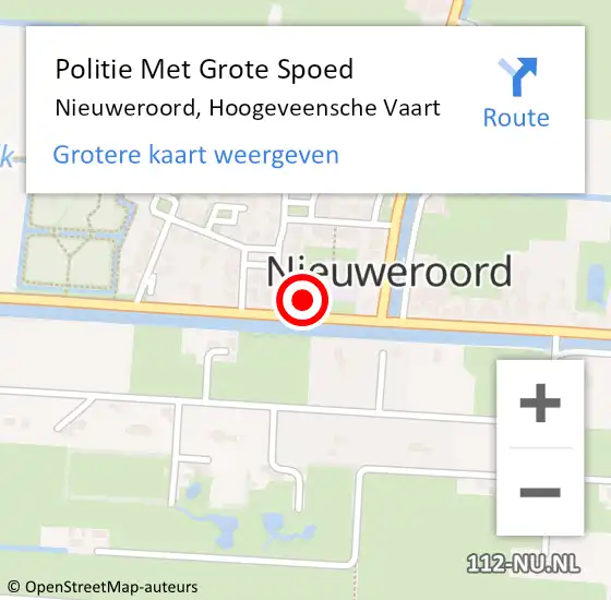Locatie op kaart van de 112 melding: Politie Met Grote Spoed Naar Nieuweroord, Hoogeveensche Vaart op 12 juli 2023 17:27
