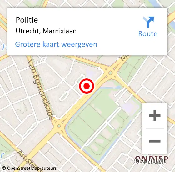 Locatie op kaart van de 112 melding: Politie Utrecht, Marnixlaan op 12 juli 2023 17:39