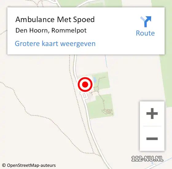 Locatie op kaart van de 112 melding: Ambulance Met Spoed Naar Den Hoorn, Rommelpot op 12 juli 2023 18:37