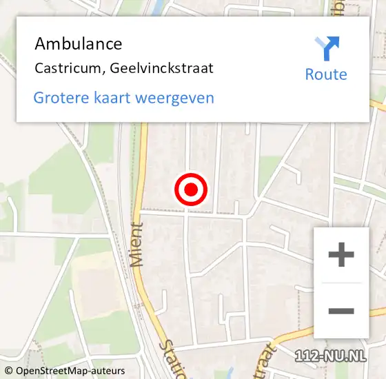 Locatie op kaart van de 112 melding: Ambulance Castricum, Geelvinckstraat op 12 juli 2023 19:29