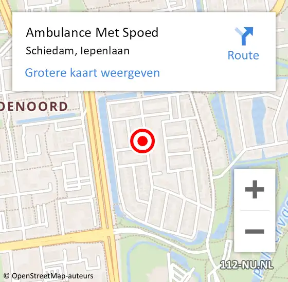 Locatie op kaart van de 112 melding: Ambulance Met Spoed Naar Schiedam, Iepenlaan op 12 juli 2023 20:53