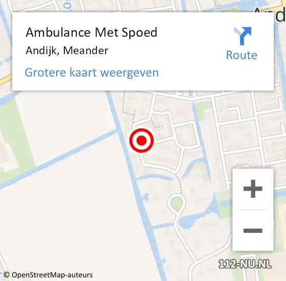 Locatie op kaart van de 112 melding: Ambulance Met Spoed Naar Andijk, Meander op 12 juli 2023 21:41