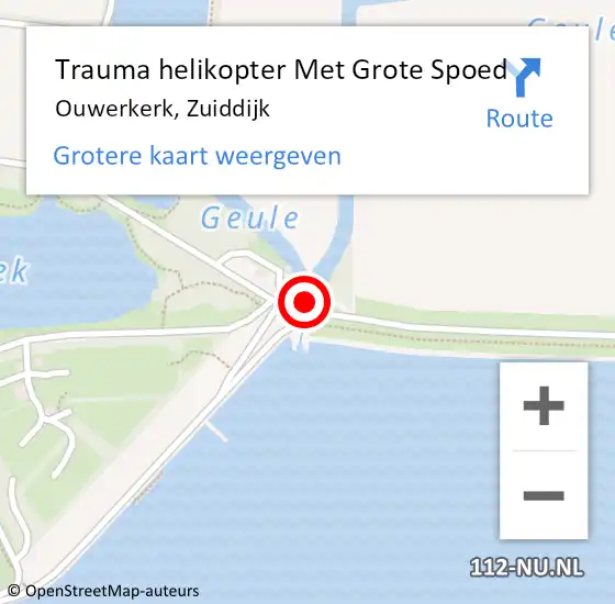 Locatie op kaart van de 112 melding: Trauma helikopter Met Grote Spoed Naar Ouwerkerk, Zuiddijk op 12 juli 2023 22:00
