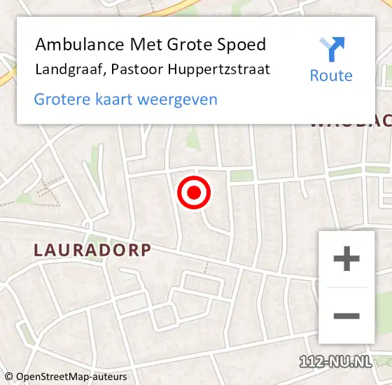 Locatie op kaart van de 112 melding: Ambulance Met Grote Spoed Naar Landgraaf, Pastoor Huppertzstraat op 1 september 2014 14:33