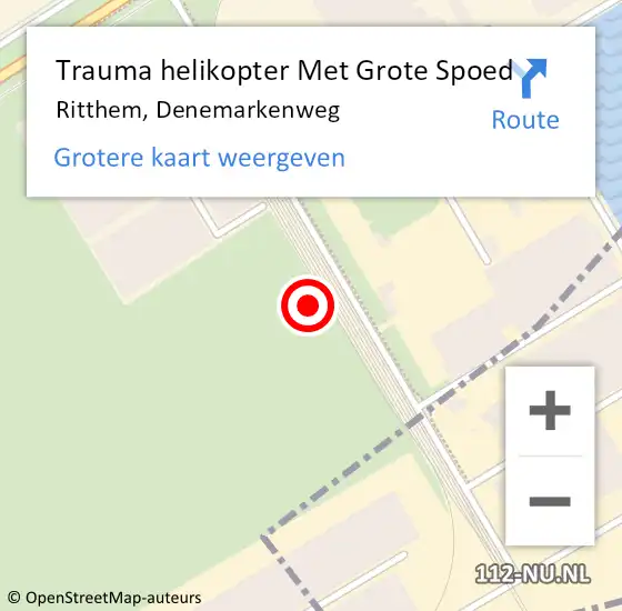 Locatie op kaart van de 112 melding: Trauma helikopter Met Grote Spoed Naar Ritthem, Denemarkenweg op 13 juli 2023 06:43