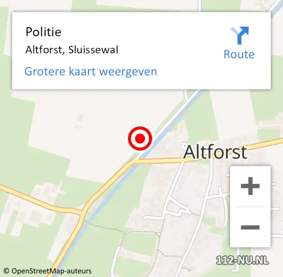 Locatie op kaart van de 112 melding: Politie Altforst, Sluissewal op 13 juli 2023 07:07