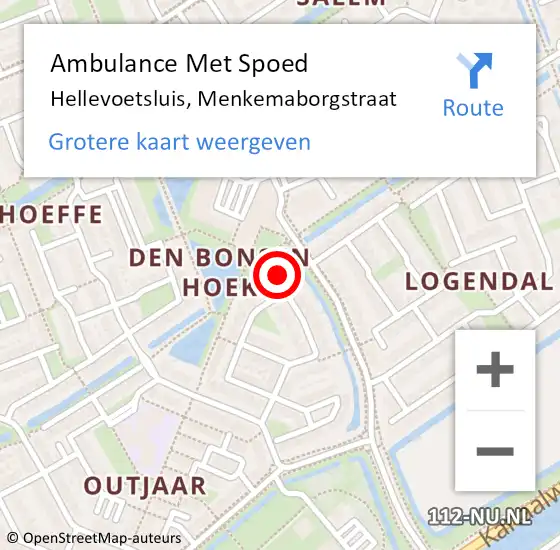 Locatie op kaart van de 112 melding: Ambulance Met Spoed Naar Hellevoetsluis, Menkemaborgstraat op 13 juli 2023 10:27