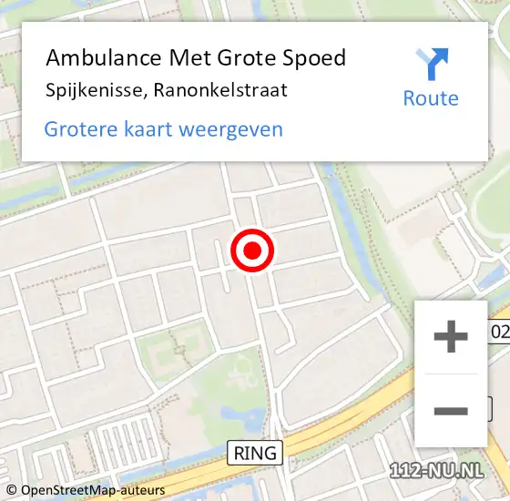 Locatie op kaart van de 112 melding: Ambulance Met Grote Spoed Naar Spijkenisse, Ranonkelstraat op 13 juli 2023 10:59