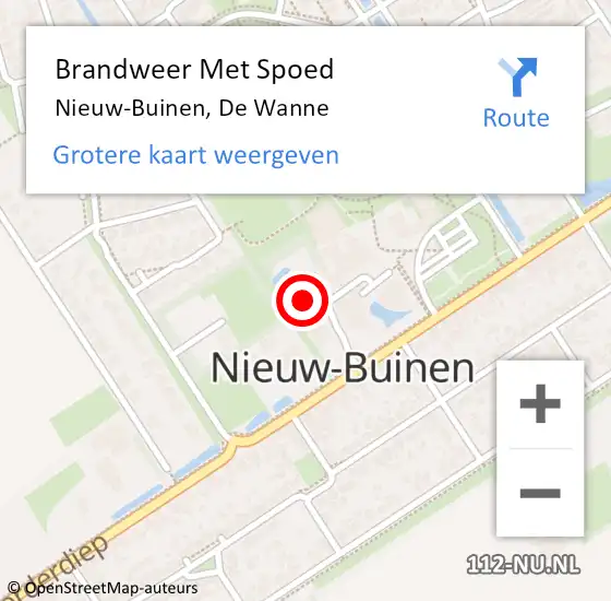 Locatie op kaart van de 112 melding: Brandweer Met Spoed Naar Nieuw-Buinen, De Wanne op 13 juli 2023 13:03