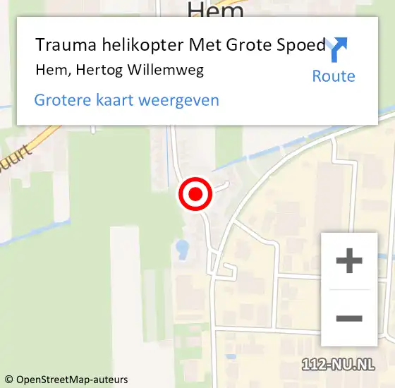 Locatie op kaart van de 112 melding: Trauma helikopter Met Grote Spoed Naar Hem, Hertog Willemweg op 13 juli 2023 14:59