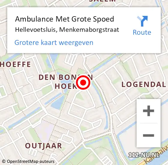 Locatie op kaart van de 112 melding: Ambulance Met Grote Spoed Naar Hellevoetsluis, Menkemaborgstraat op 13 juli 2023 15:03