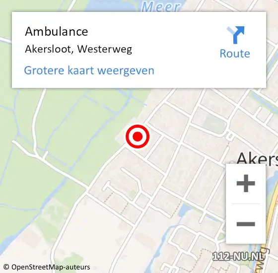 Locatie op kaart van de 112 melding: Ambulance Akersloot, Westerweg op 13 juli 2023 18:01