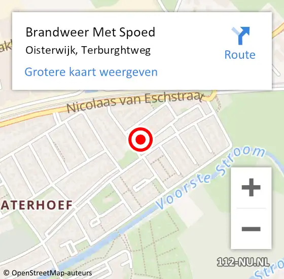 Locatie op kaart van de 112 melding: Brandweer Met Spoed Naar Oisterwijk, Terburghtweg op 13 juli 2023 19:21