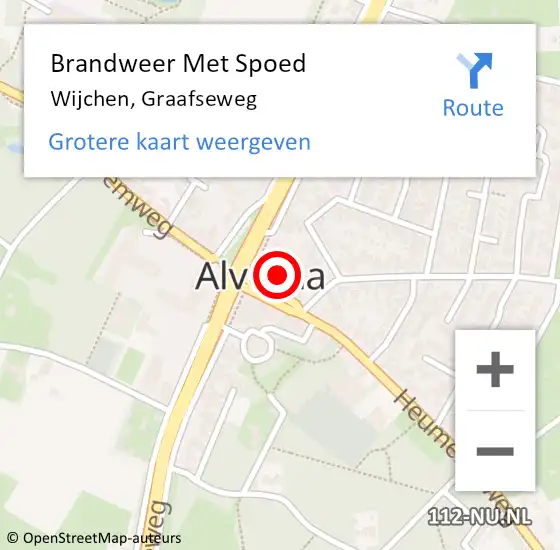 Locatie op kaart van de 112 melding: Brandweer Met Spoed Naar Wijchen, Graafseweg op 13 juli 2023 19:52