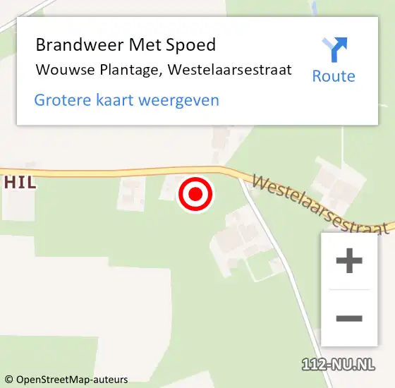 Locatie op kaart van de 112 melding: Brandweer Met Spoed Naar Wouwse Plantage, Westelaarsestraat op 13 juli 2023 20:51