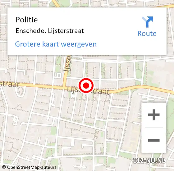 Locatie op kaart van de 112 melding: Politie Enschede, Lijsterstraat op 13 juli 2023 21:23