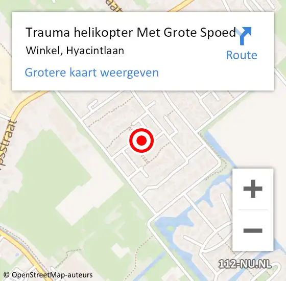 Locatie op kaart van de 112 melding: Trauma helikopter Met Grote Spoed Naar Winkel, Hyacintlaan op 13 juli 2023 21:38