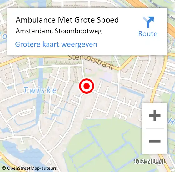 Locatie op kaart van de 112 melding: Ambulance Met Grote Spoed Naar Amsterdam, Stoombootweg op 13 juli 2023 22:24