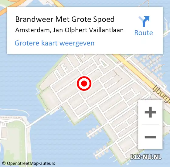 Locatie op kaart van de 112 melding: Brandweer Met Grote Spoed Naar Amsterdam, Jan Olphert Vaillantlaan op 14 juli 2023 01:04