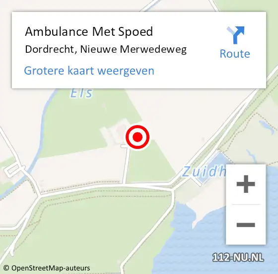 Locatie op kaart van de 112 melding: Ambulance Met Spoed Naar Dordrecht, Nieuwe Merwedeweg op 14 juli 2023 01:22