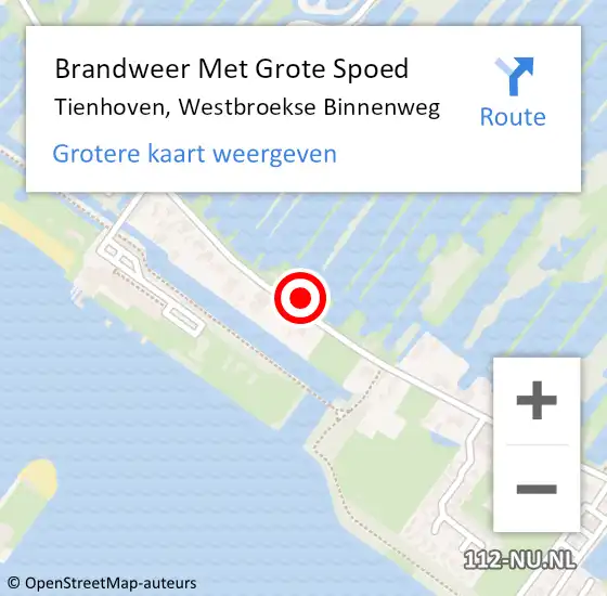 Locatie op kaart van de 112 melding: Brandweer Met Grote Spoed Naar Tienhoven, Westbroekse Binnenweg op 14 juli 2023 08:17