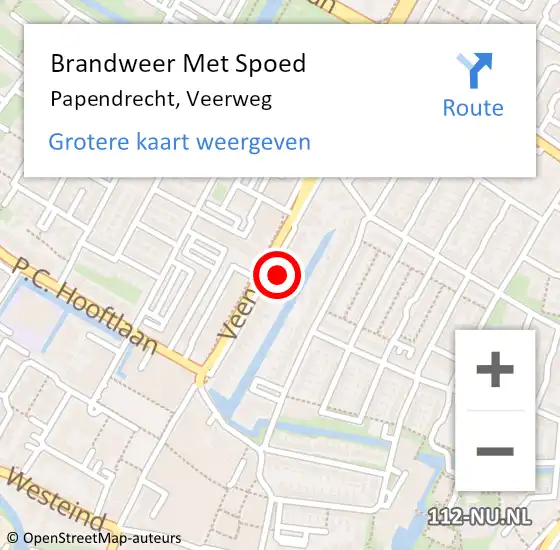 Locatie op kaart van de 112 melding: Brandweer Met Spoed Naar Papendrecht, Veerweg op 14 juli 2023 09:21