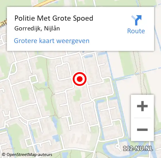 Locatie op kaart van de 112 melding: Politie Met Grote Spoed Naar Gorredijk, Nijlân op 14 juli 2023 10:16
