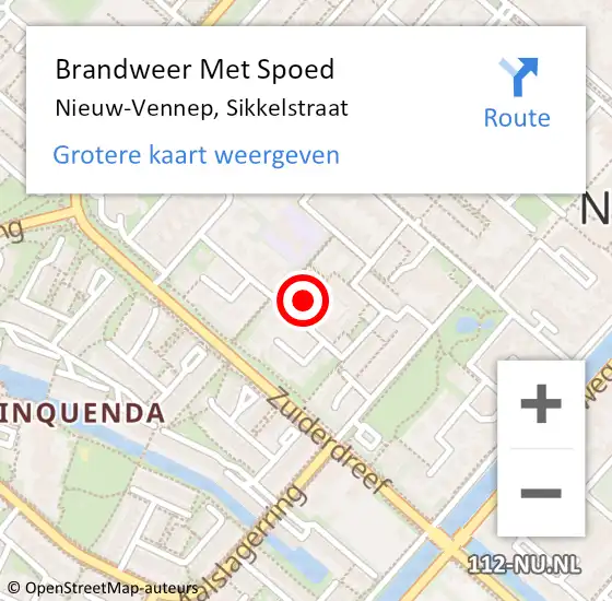 Locatie op kaart van de 112 melding: Brandweer Met Spoed Naar Nieuw-Vennep, Sikkelstraat op 14 juli 2023 11:04