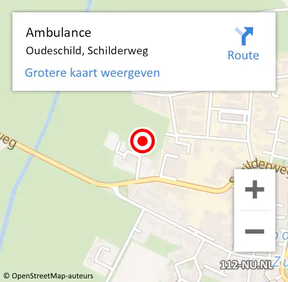 Locatie op kaart van de 112 melding: Ambulance Oudeschild, Schilderweg op 14 juli 2023 12:35