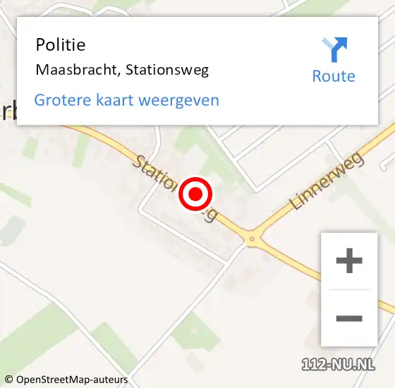 Locatie op kaart van de 112 melding: Politie Maasbracht, Stationsweg op 14 juli 2023 13:19