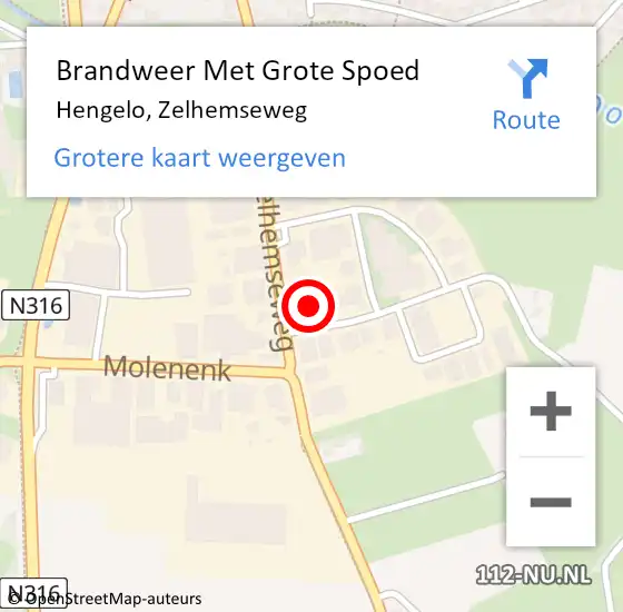 Locatie op kaart van de 112 melding: Brandweer Met Grote Spoed Naar Hengelo, Zelhemseweg op 14 juli 2023 17:51