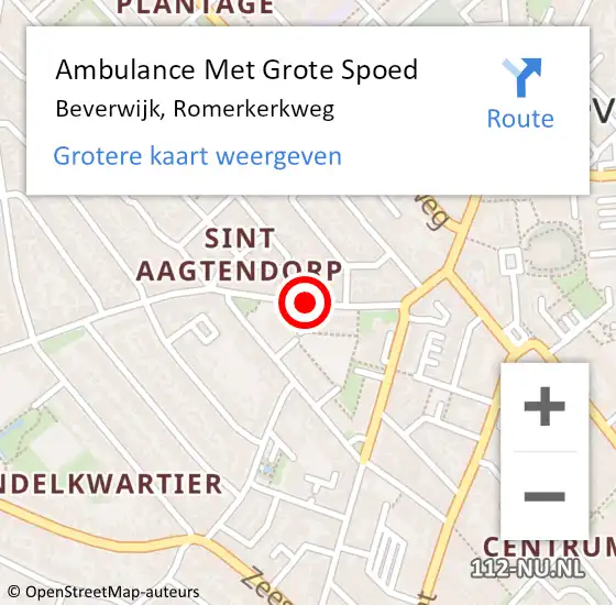 Locatie op kaart van de 112 melding: Ambulance Met Grote Spoed Naar Beverwijk, Romerkerkweg op 14 juli 2023 19:11