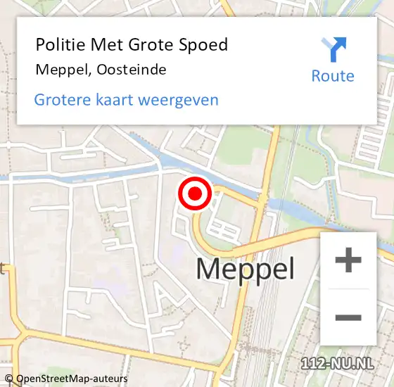 Locatie op kaart van de 112 melding: Politie Met Grote Spoed Naar Meppel, Oosteinde op 14 juli 2023 20:26
