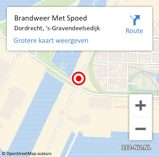 Locatie op kaart van de 112 melding: Brandweer Met Spoed Naar Dordrecht, 's-Gravendeelsedijk op 14 juli 2023 21:51
