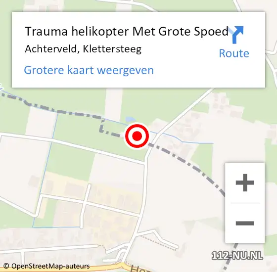 Locatie op kaart van de 112 melding: Trauma helikopter Met Grote Spoed Naar Achterveld, Klettersteeg op 14 juli 2023 21:58