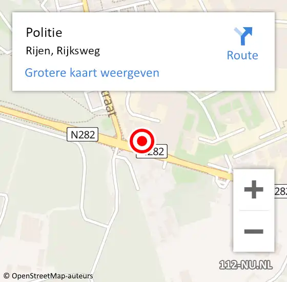 Locatie op kaart van de 112 melding: Politie Rijen, Rijksweg op 14 juli 2023 22:09