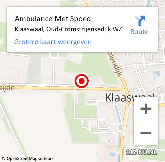 Locatie op kaart van de 112 melding: Ambulance Met Spoed Naar Klaaswaal, Oud-Cromstrijensedijk WZ op 15 juli 2023 00:27
