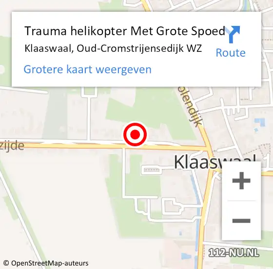 Locatie op kaart van de 112 melding: Trauma helikopter Met Grote Spoed Naar Klaaswaal, Oud-Cromstrijensedijk WZ op 15 juli 2023 00:30