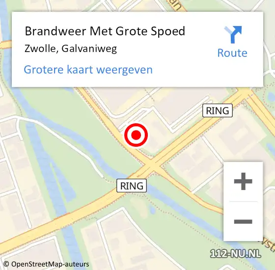 Locatie op kaart van de 112 melding: Brandweer Met Grote Spoed Naar Zwolle, Galvaniweg op 15 juli 2023 01:40
