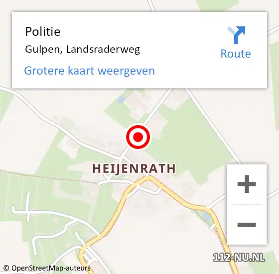 Locatie op kaart van de 112 melding: Politie Gulpen, Landsraderweg op 15 juli 2023 02:25