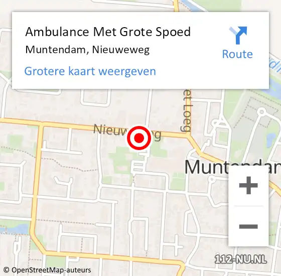 Locatie op kaart van de 112 melding: Ambulance Met Grote Spoed Naar Muntendam, Nieuweweg op 15 juli 2023 09:10