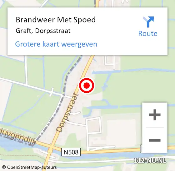 Locatie op kaart van de 112 melding: Brandweer Met Spoed Naar Graft, Dorpsstraat op 15 juli 2023 09:45