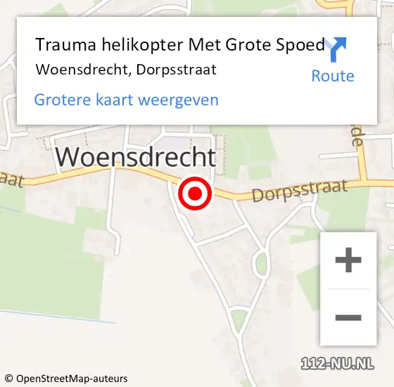 Locatie op kaart van de 112 melding: Trauma helikopter Met Grote Spoed Naar Woensdrecht, Dorpsstraat op 15 juli 2023 11:30