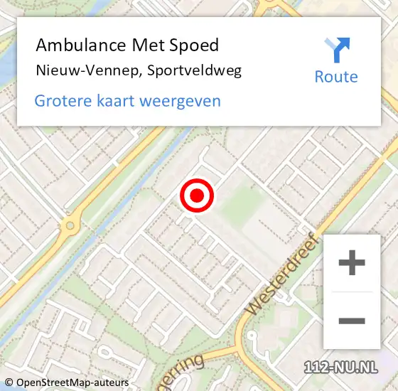 Locatie op kaart van de 112 melding: Ambulance Met Spoed Naar Nieuw-Vennep, Sportveldweg op 15 juli 2023 11:56