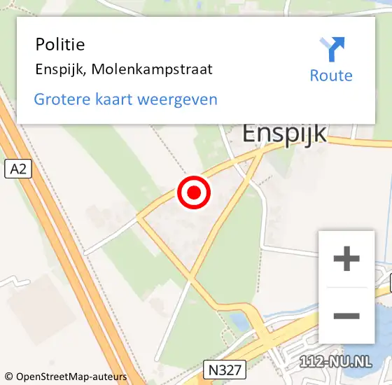Locatie op kaart van de 112 melding: Politie Enspijk, Molenkampstraat op 15 juli 2023 12:15