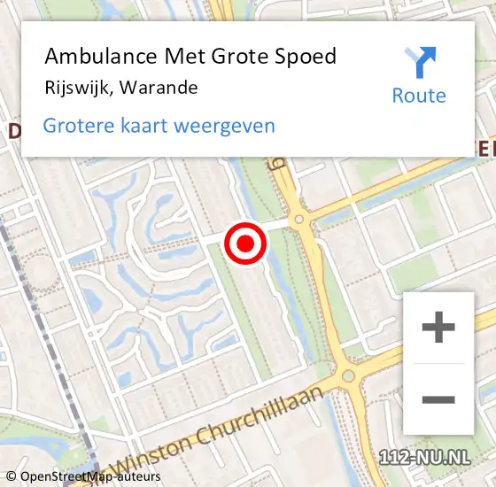Locatie op kaart van de 112 melding: Ambulance Met Grote Spoed Naar Rijswijk, Warande op 15 juli 2023 12:22